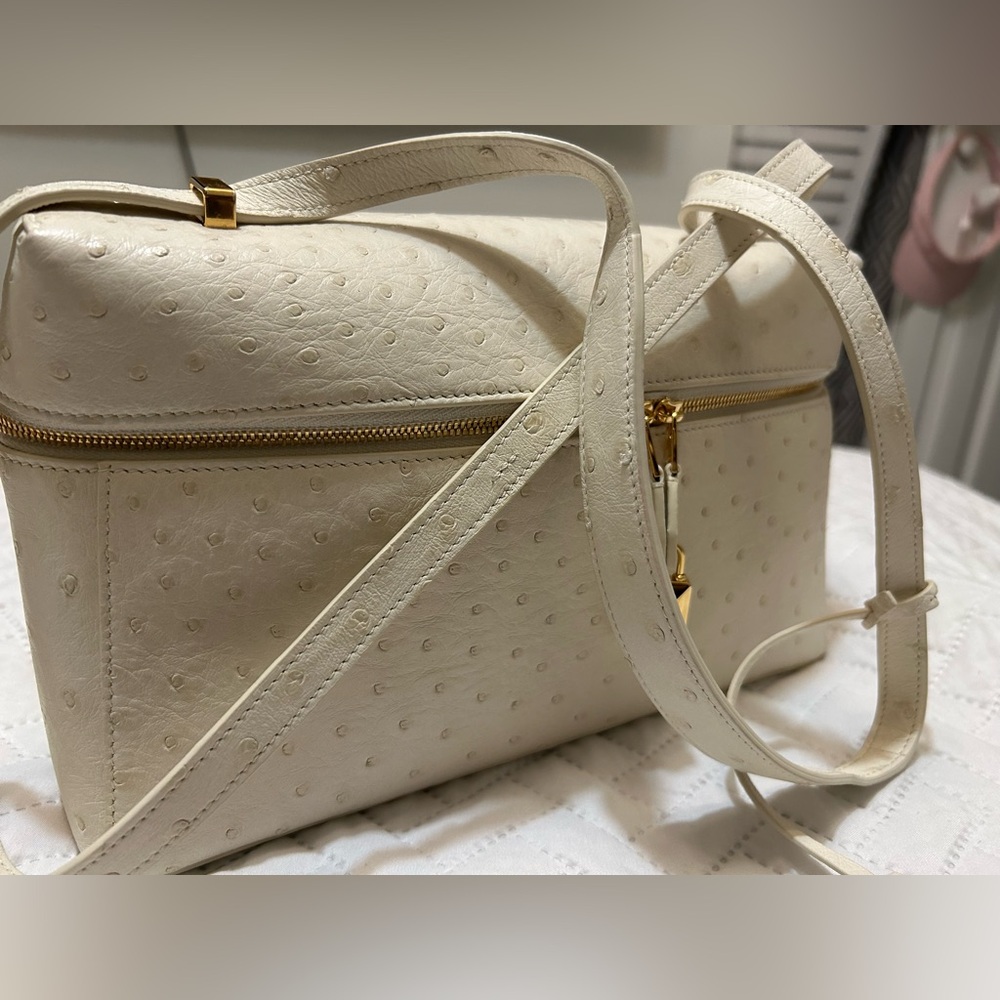 Loro Piana Cream  extra bag l27 with Gold Hardware
